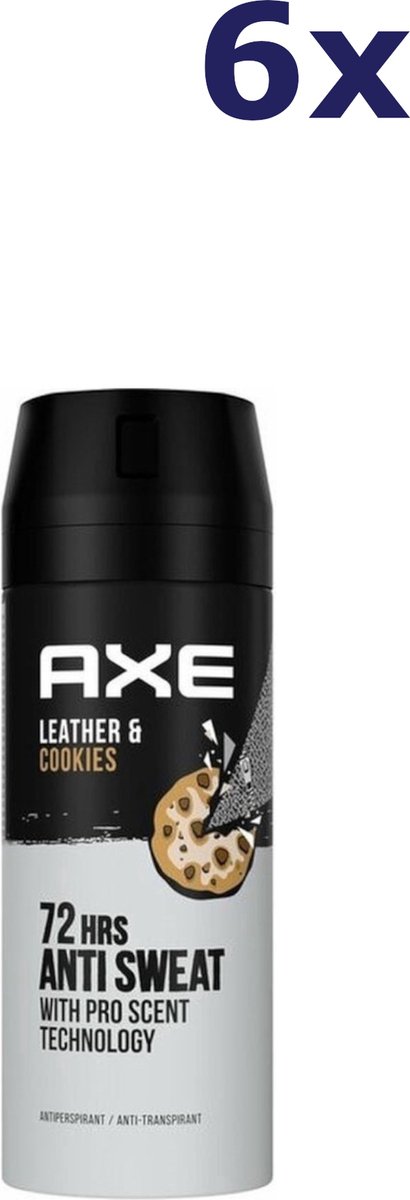 Goedkoopste AXE Deo Spray 72H Dry - Leather & Cookies - 6 x 150 ml
