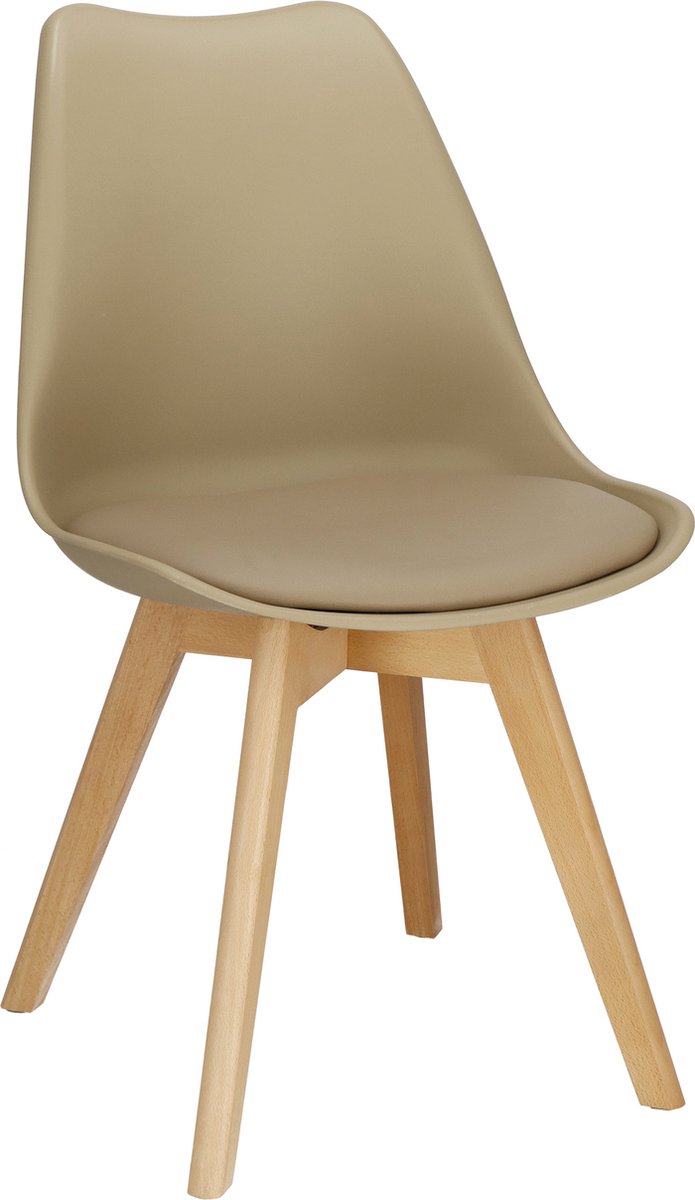 Springos Eetkamerstoel - Gestoffeerd - Beige - 82 x 44,5 x 41 CM