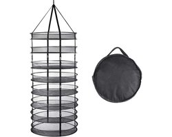 8 Lagen Mesh Hangend Droognet, Kruidendroger, Opvouwbaar Droognet met 60 cm Diameter voor Plant, Vis, Groenten, Bloemen, Droognet Kruiden (zwart)