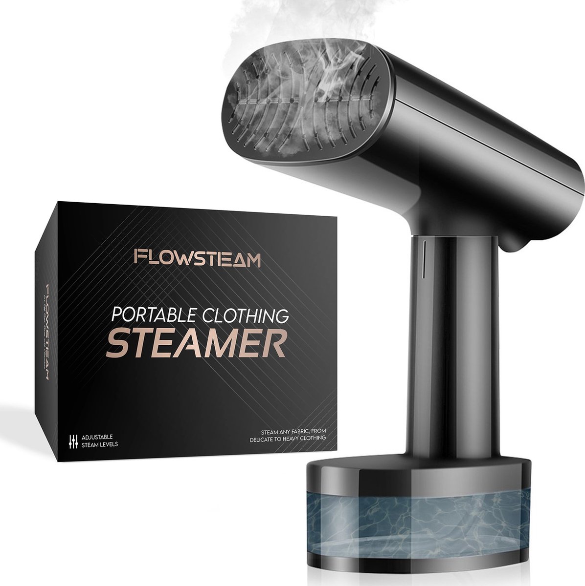 FLOWSTEAM® Luxe Kledingstomer - Handstomer - Stoomapparaat Kleding - Matte Black Editon