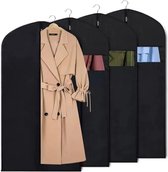 Set van 5x stuks duurzame zwarte kledinghoezen 60 x 140 cm -XXL- Kledinghoezen - Bescherm Hoezen Voor Kleding,Met Transparant Kijk Raam-