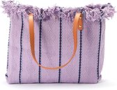 Magnifique plage/shopper à rayures généreuses - plage - franges - été - violet