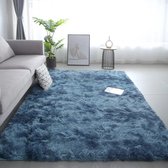 Pluche Tapijt - Anti Slip - Woonkamer - Slaapkamer - Zolder - 140 x 200cm - Wasbaar - Blauw - Blue