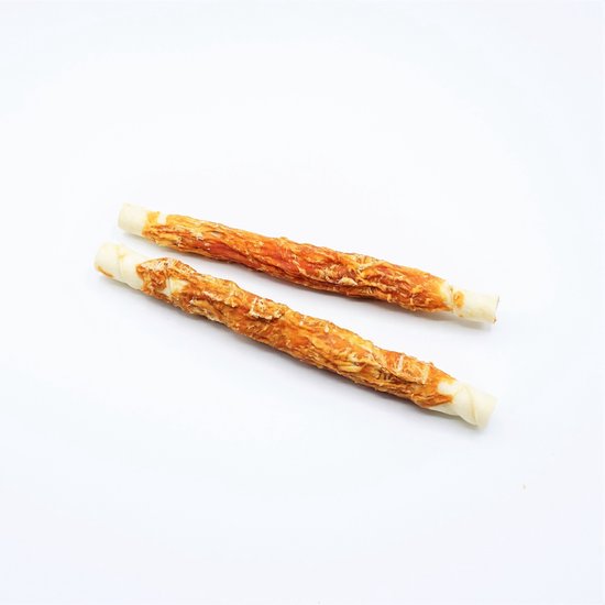 Runder kauwstick met kip 20cm - Hondensnacks - Natuurlijke Hondensnacks - Hondenvoer & snacks - Honden snacks - Honden bot - Hondenspeelgoed - Hondensnacks gedroogd - Hondensnacks kauwbot - Hond snack - Honden koekjes - 400 gram - Trimmi