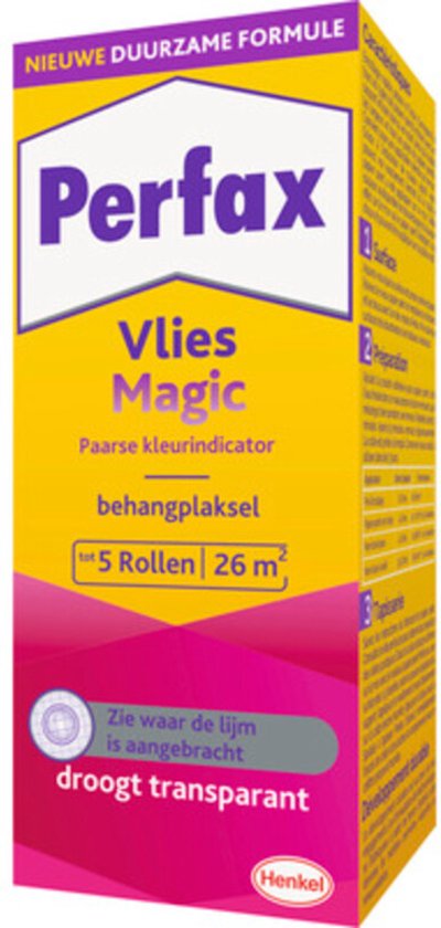 Perfax Vlies Magic Behanglijm 200 g Box | Voor Vliesbehang met Magic Eigenschappen | 100% Kleurenbeeld tijdens het behangen | Magic Vlies Behanglijm droogt Transparant.