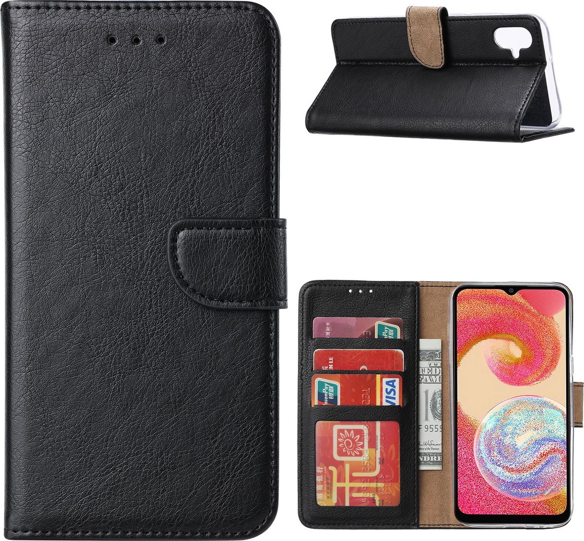 Portemonnee Book Case Hoesje Geschikt voor: Samsung Galaxy A04E - Zwart