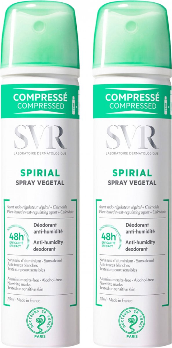 SVR Spirial Spray Végétal Anti-Humidity Deodorant 48H Set van 2 x 75 ml