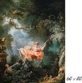 Allernieuwste.nl® Canvas Schilderij De schommel - Schilderij van Jean-HonorÃ© Fragonard - Rococo - Kleur - 60 x 80 cm