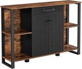 Buffet, meuble de cuisine avec tiroir, meuble latéral avec portes, meuble polyvalent, cadre en métal, placard, vinta brun-noir