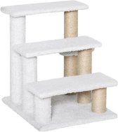 Hondentrap met 3 treden - Kattentrap - Huisdierentrap - Trapje - Opstapje - Wit - 45 x 40 x 48 cm
