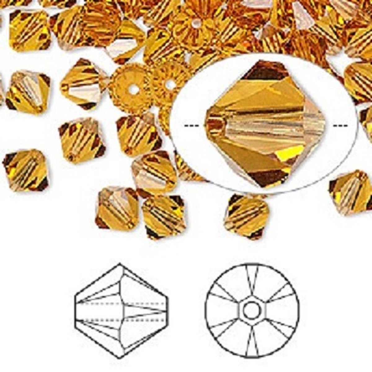 Swarovski Elements 36 stuks Xilion Bicone kralen (5328) 6mm topaz