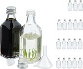 Relaxdays glazen flesjes 50 ml - mini flessen - met trechter - olieflesjes - shotflesjes - Pak van 20