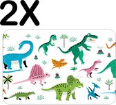 BWK Flexibele Placemat - Dino - Dinosaurus - Getekend - Vrolijk - Voor Kinderen - Set van 2 Placemats - 45x30 cm - PVC Doek - Afneembaar