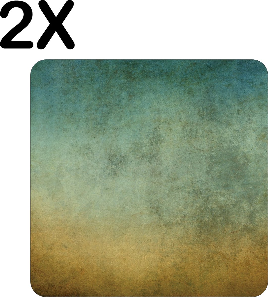 BWK Luxe Placemat - Blauw met Beige Muur - Achtergrond - Set van 2 Placemats - 50x50 cm - 2 mm dik Vinyl - Anti Slip - Afneembaar