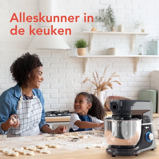 Robot Culinaire KitchenBrothers - Set Complet - 15 Accessoires de vêtements pour bébé - Robot Culinaire - 6L - 1500W - Anthracite