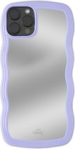 xoxo Wildhearts Wavy mirror case Lilac telefoonhoesje - Geschikt voor iPhone 12 Pro - Golvend spiegelhoesje - Wolken hoesje - Schokbestendig - Cloud case - Silicone case met spiegel - Lila / Paars