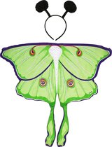 Vlinder verkleed set - vleugels en diadeem - groen - kinderen - carnaval verkleed accessoires