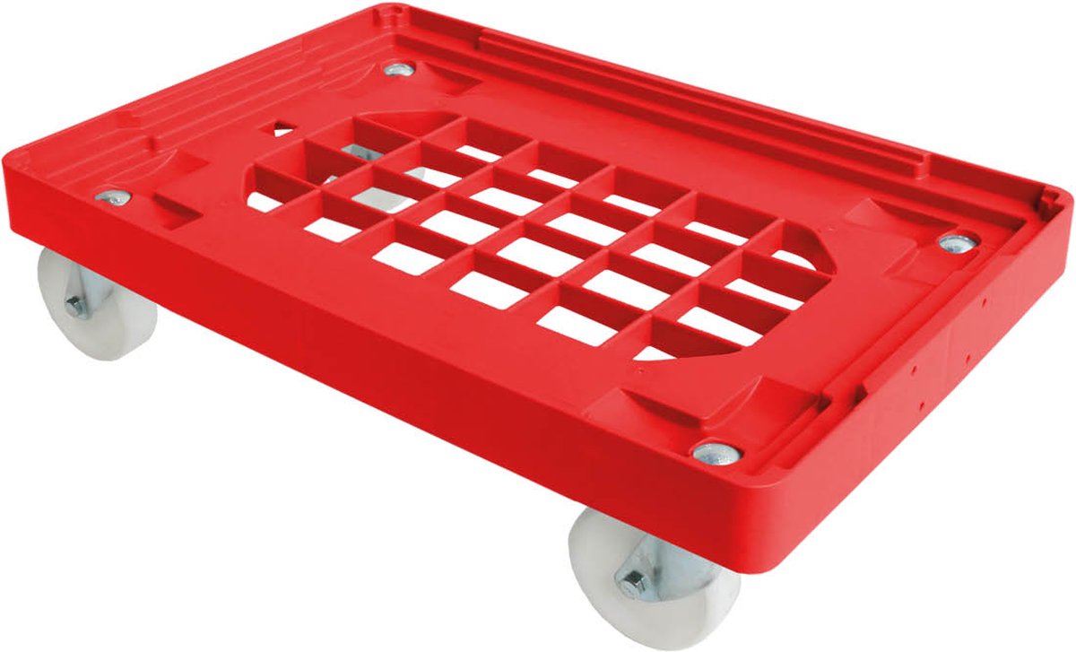Alpac Transportroller - Rolplateau - Voor bakken en kratten - 600 x 400 x 180 mm - Rood