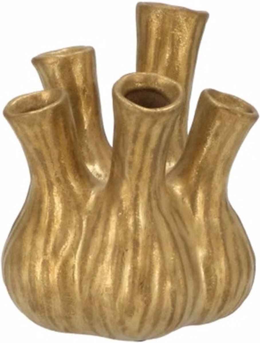 DK design Aglio Tulpenvaas Goud Daan Kromhout 13x16 cm (klein) Vaas Goud Bloemenvaas Vaas voor Tulpen Bloemenvaas Goudkleurig