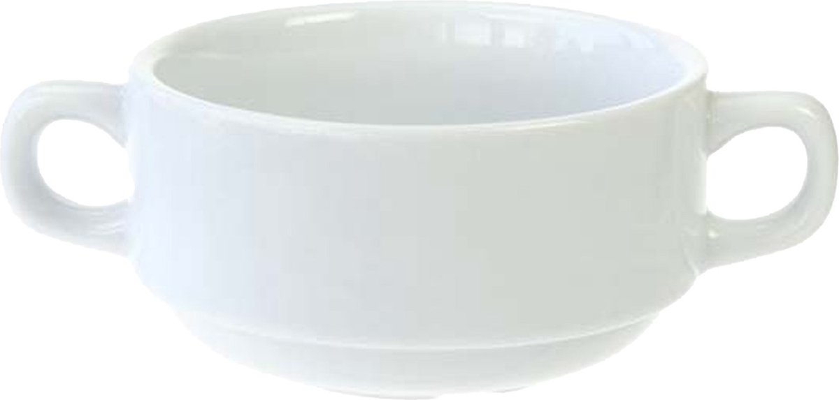 Cosy & Trendy Kommetje/soepkom voor dessert/ontbijt - Porselein - D10 x 5.5 cm - wit - met oortjes - stapelbaar