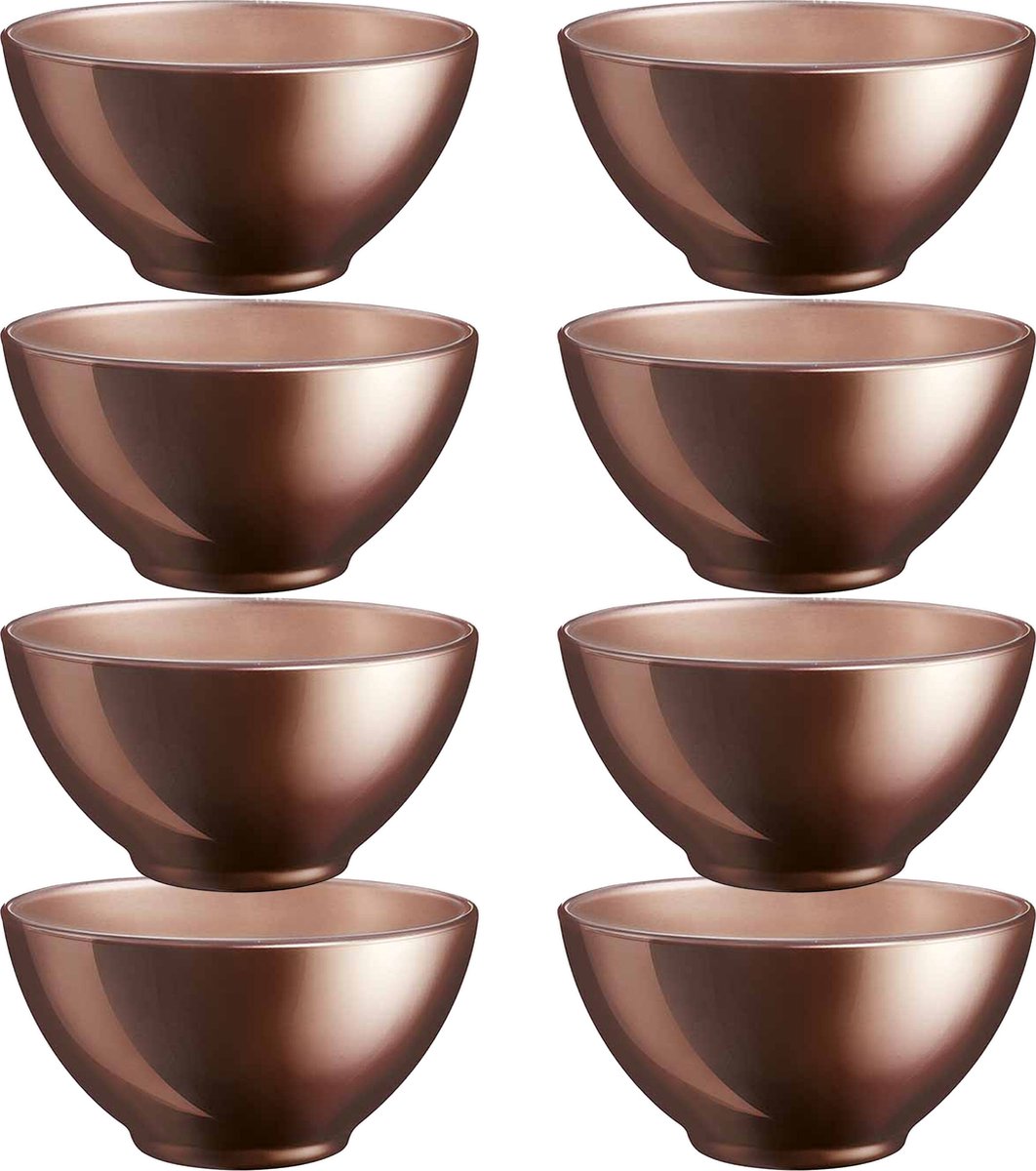 Luminarc Kommetjes/schaaltjes voor dessert/ontbijt - 2x - Glas - D13 x 6 cm - Chocolade bruin