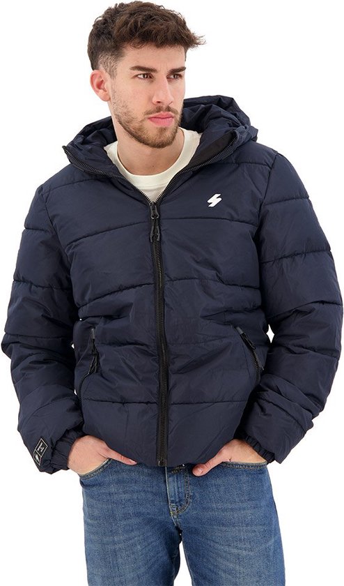 Superdry Hooded Sports Puffr Jacket Veste Homme - Eclipse Navy - Taille XL