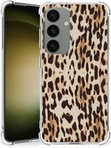 Hippe Hoesje Geschikt voor Samsung Galaxy S24 Smartphone hoesje met doorzichtige rand Leopard