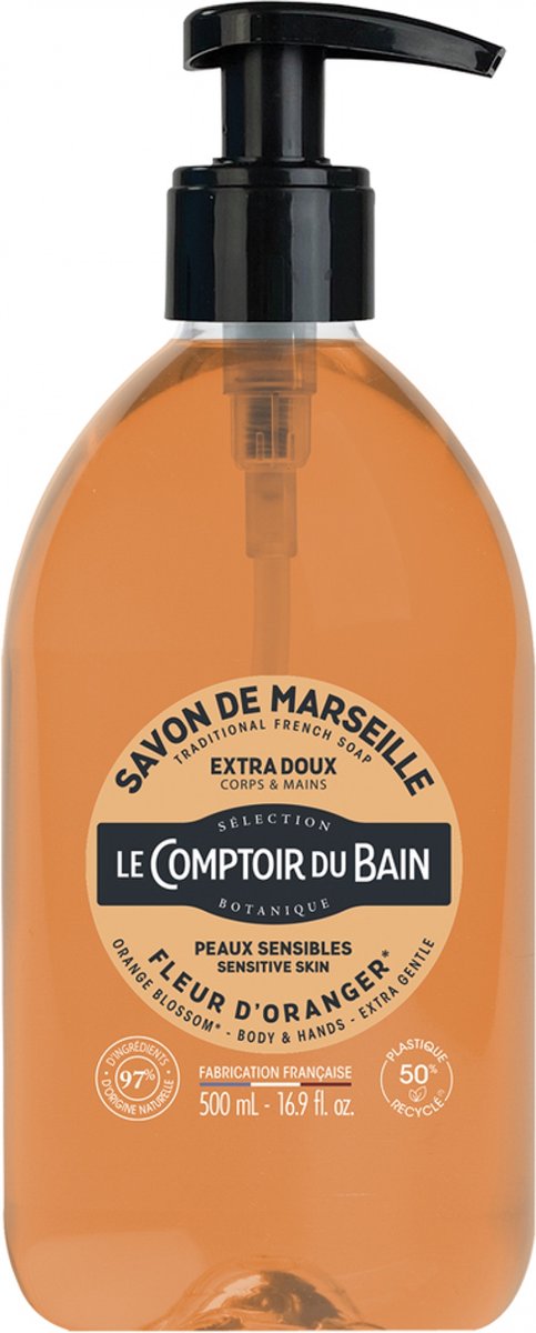 Le Comptoir du Bain Sinaasappelbloesem Marseille Zeep 500 ml
