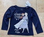 Disney Frozen Shirt - Lange Mouw - Donkerblauw - Maat 92