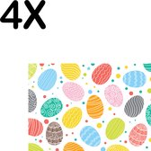 BWK Textiele Placemat - Vrolijke Gekleurde Paas Eieren - Set van 4 Placemats - 35x25 cm - Polyester Stof - Afneembaar