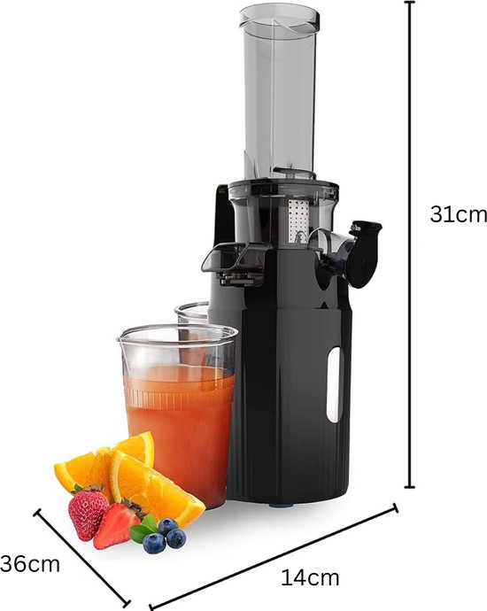 Sapcentrifuges Groenten En Fruit - Slowjuicer Met 3 Snelheden - Sapcentrifuge 300ml - slow juicer - Zwart van KitchenBrothers — afbeelding 4