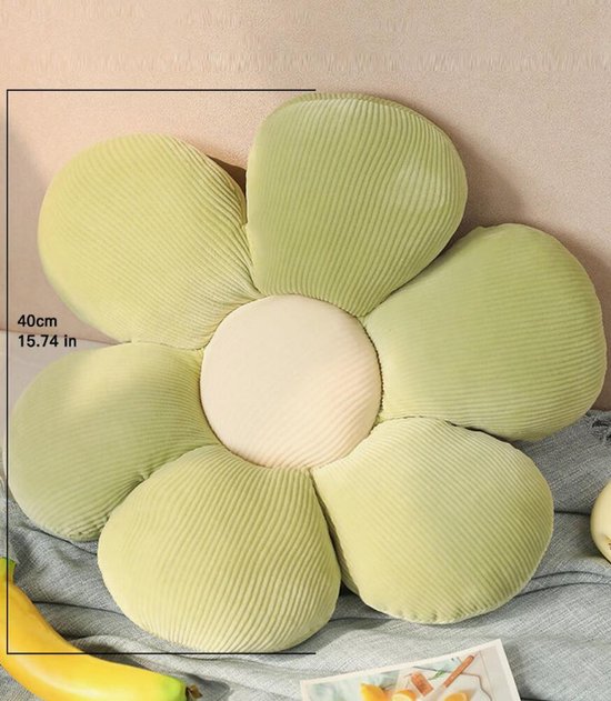 Sierkussen Bloem - Flower Cushion - Bloemvormig Kussen - Aesthetic Kussen met Bloemvorm - 40x40 cm - Ribbel