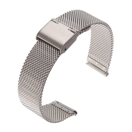 Milanese Mesh Fijn Geweven Horlogebandje Roestvrij Staal + Verwisseltool - Staal 16mm