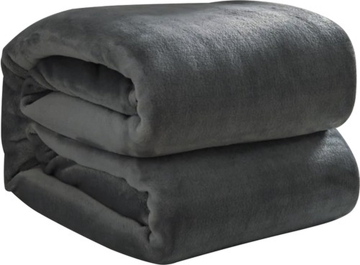 SIEPS Luxe Fleece Deken - Plaid - Zacht, Donzig & Warm - 160 x 200 CM - Grijs Antraciet