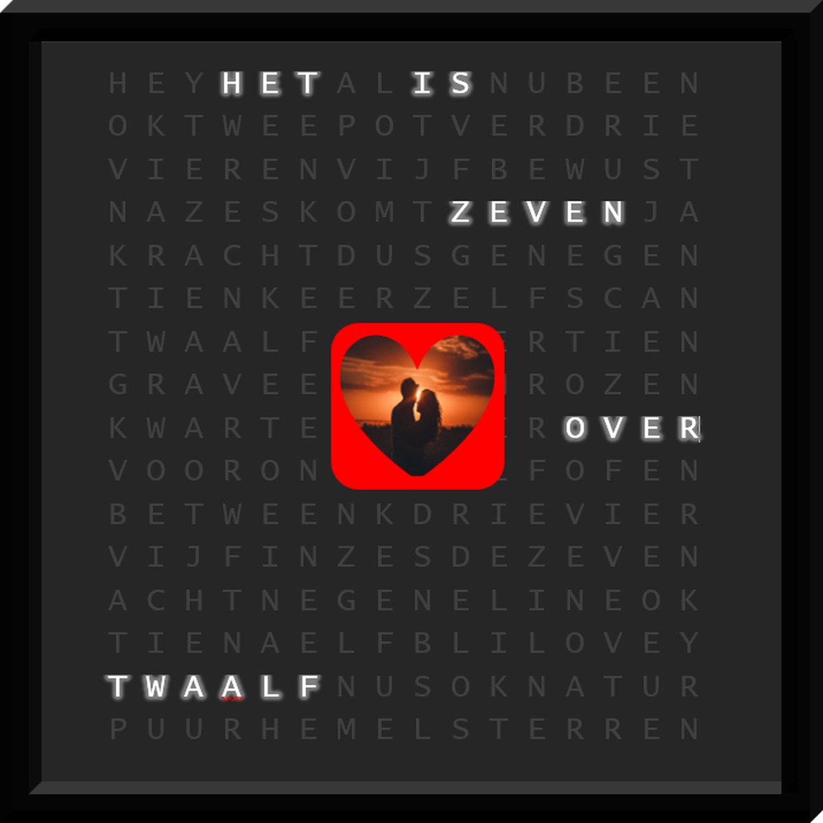 Gepersonaliseerde Wi-Fi Woordklok met eigen foto-37 x 37 cm-Lettertype Slank-Kado-Huwelijks cadeau-Huwelijks kado