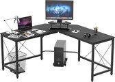 Trusted L-Vormig Game Bureau - 107x80x76 cm - Game Bureau met LED verlichting - Zwart Carbon - Hoekbureau - Gaming Desk - Computertafel