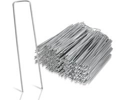 Grondankers 400 Stuks - 15x2.5cm - Roestwerend grondanker gegalvaniseerd staal - Ø2.8mm - Onkruidvlies - voor het bevestigen van worteldoek, tuinvlies, schutting, kunstgras, folies - stabiel U-vormig grondanker