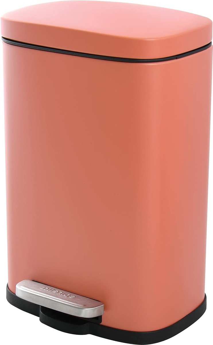 Goedkoopste Cosmetica-emmer 5 liter roestvrij staal met softclosemechanisme en binnenemmer Akira badkamer vuilnisemmer softclose afvalemmer terracotta rood