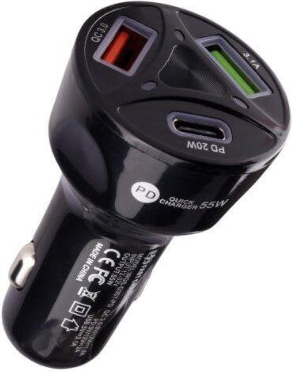 Goedkoopste Autolader USB - USB autolader 3 poorten - Auto lader - Sigarettenaansteker USB oplader auto - Auto oplader USB - Zwart