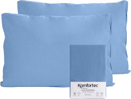 Komfortec Set van 2 Premium Jersey Kussenslopen 40x60 cm - Superzachte Kussenhoes – 100% Katoen – 150 g/m² - Lichtblauw