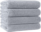 Microvezel badhanddoek - pluisvrij & sneldrogend - grijs - 145 x 76 cm - 4 stuks