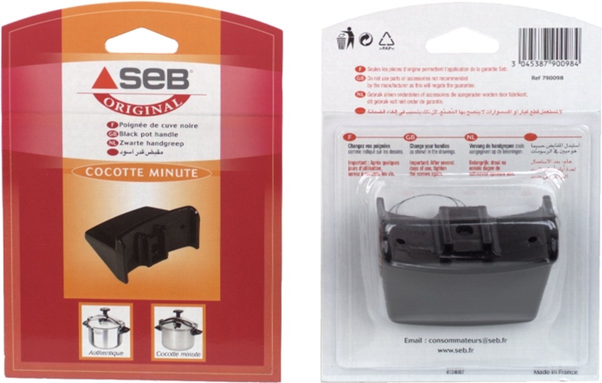 zwart handvat voor braadpan - seb - 790098