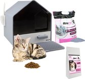 Ensemble de bac à litière pour chat MaxxPet - Bac à litière Design incl. Litière pour chat - Pelle à litière pour chat et tapis à litière - Incl. Nourriture pour chat 1,5 Kg