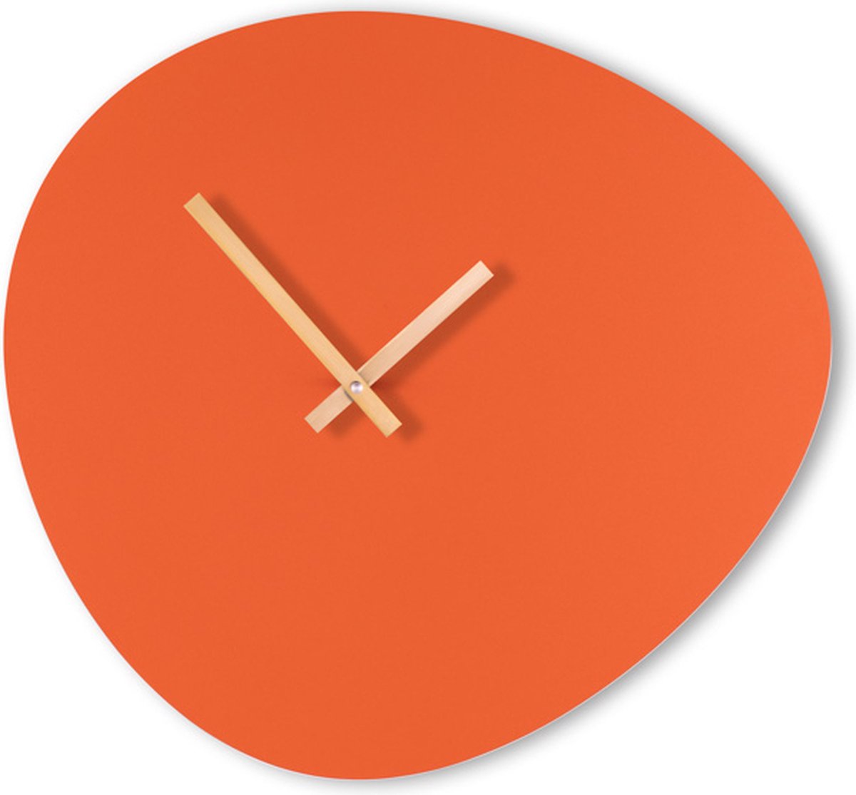 KLOQ - Wandklok 'Pebble' Roest Rood & Gouden wijzers