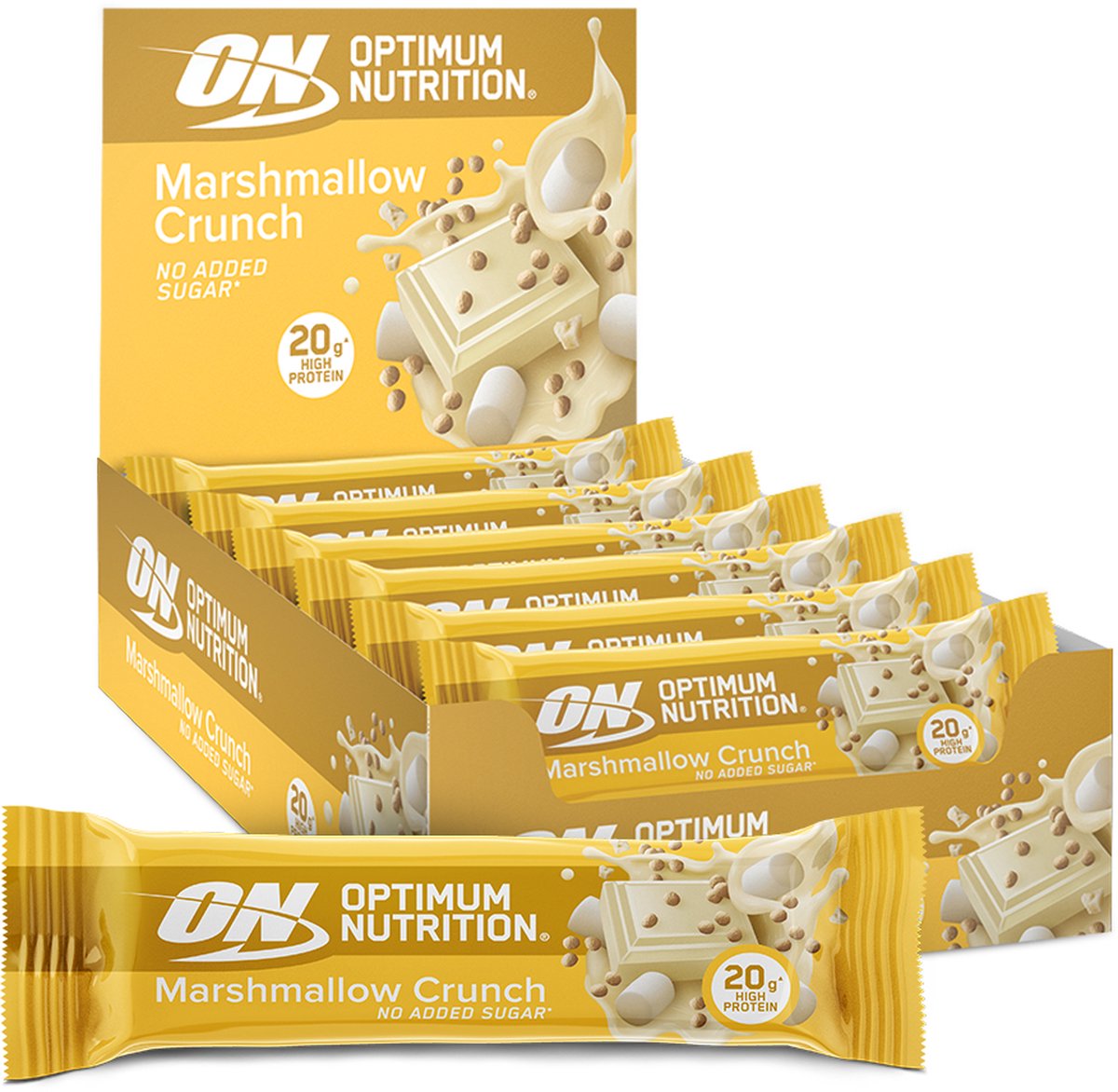 Goedkoopste Optimum Nutrition Protein Crunch Bars - Crunchy Marshmellow Proteine Repen - Vegetarisch - 10 Eiwitrepen (650 gram