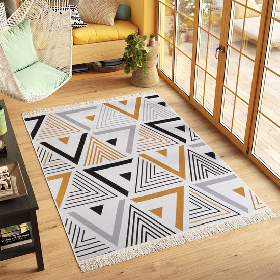 Geel Marokkaans Boheems Wollen Tapijt - Vloerkleed - 310 cm - 195 cm
