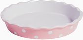 Isabelle Rose roze met witte stippen ronde keramieken taartvorm D 26,5 cm H 5 cm