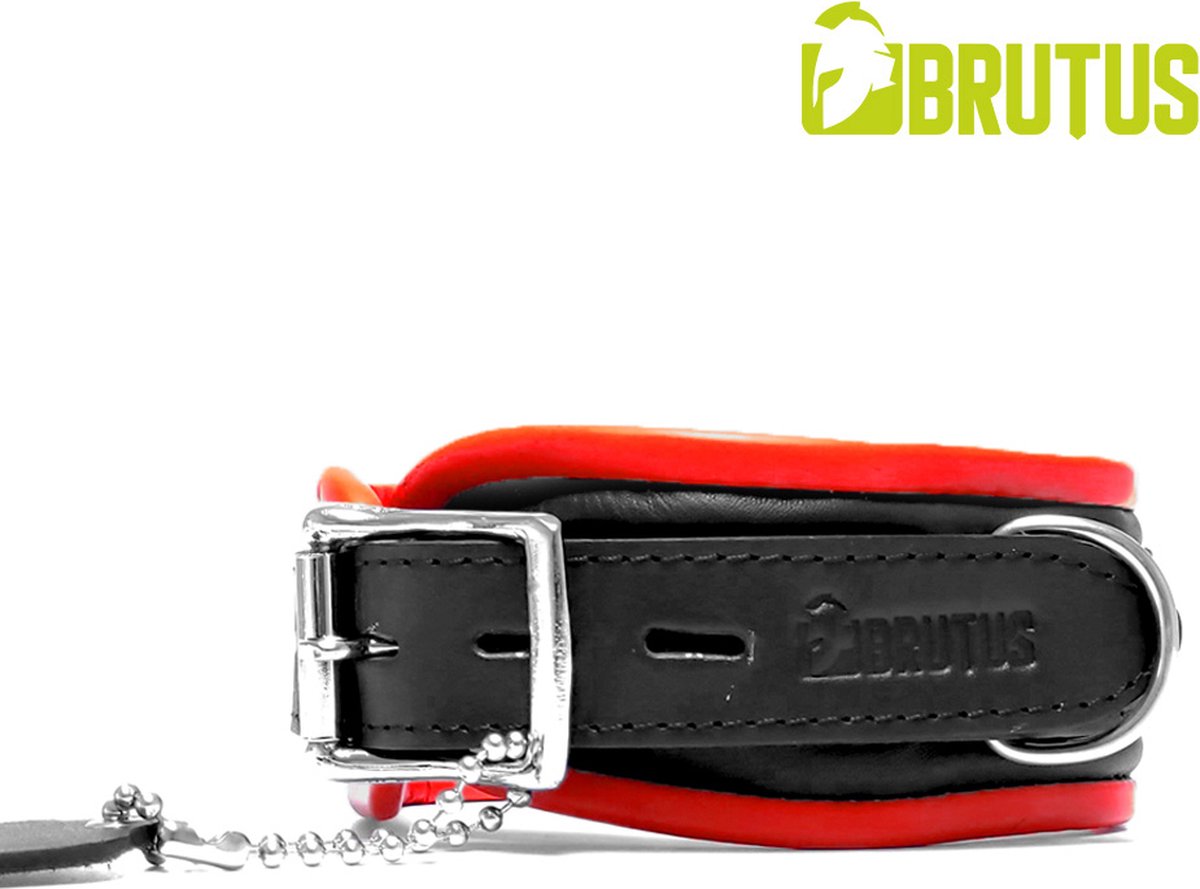 Goedkoopste BRUTUS LEATHER - Leren Halsband - Zwart/Rood