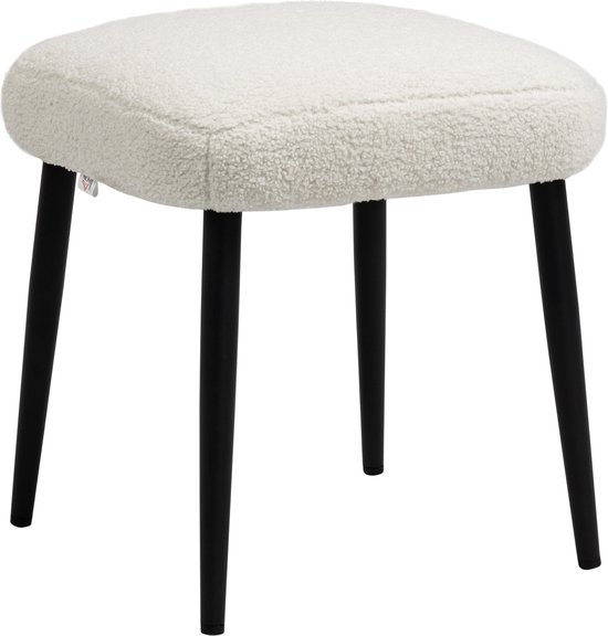 HOMCOM hocker - polyester - 42L x 42B x 47H cm - cremewit