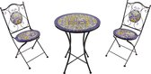 AXI Amélie 3-piece Chaise Bistrot Exterieur Mosaique Bleu/Jaune - Style Méditerranéen - Structure en métal avec carreaux de céramique - Table Bistrot Extérieur 2 chaises et table